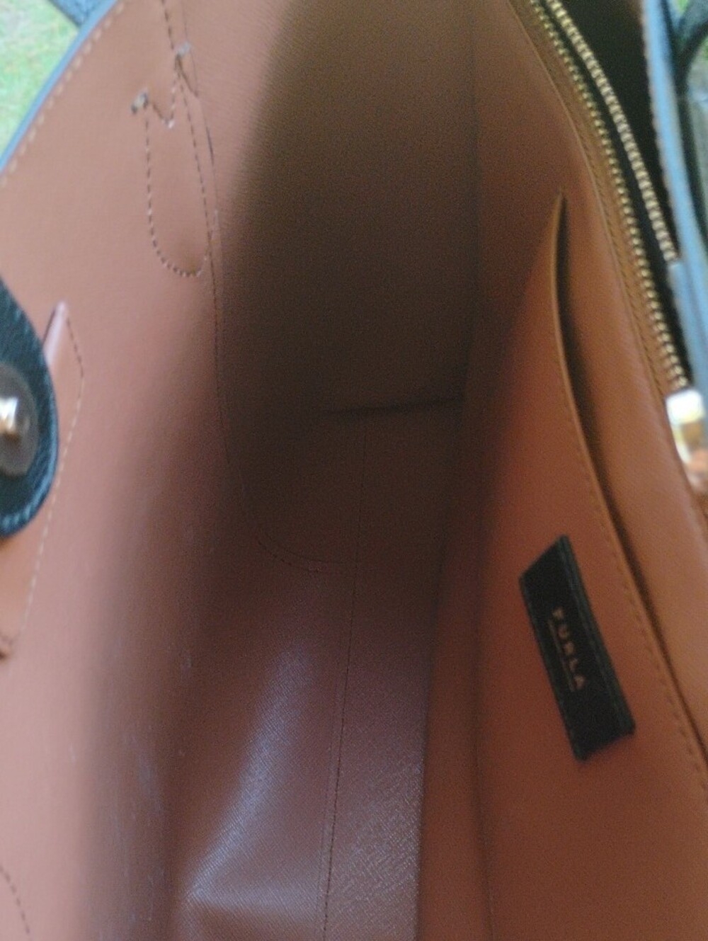 Furla Black Leather 3 Compartment Tote with Gold Charm No Callouts - Picture 13 of 14